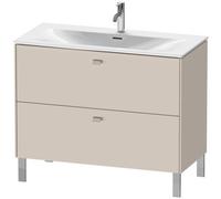 Duravit Brioso colonne de lavabo verticale 102,0 x 47,9 cm, 2 tiroirs, avec découpe pour siphon et tablier, pour lavabo Viu 234410, BR451309191, Couleur: Taupe Matt Décor, Poignée Taupe Matt