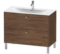Duravit Brioso colonne de lavabo verticale 102,0 x 47,9 cm, 2 tiroirs, avec découpe pour siphon et tablier, pour lavabo Viu 234410, BR451301021, Couleur: décor noyer foncé, poignée chromée