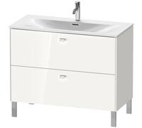 Duravit Brioso colonne de lavabo verticale 102,0 x 47,9 cm, 2 tiroirs, avec découpe pour siphon et tablier, pour lavabo Viu 234410, BR451302222, Couleur: Décor blanc brillant, manche blanc brillant