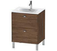 Duravit Brioso colonne de lavabo verticale 62,0 x 47,9 cm, 2 tiroirs, avec découpe pour siphon et tablier, pour lavabo Viu 234463, BR451001021, Couleur: décor noyer foncé, poignée chromée