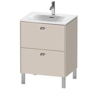 Duravit Brioso colonne de lavabo verticale 62,0 x 47,9 cm, 2 tiroirs, avec découpe pour siphon et tablier, pour lavabo Viu 234463, BR451001091, Couleur: Décor Taupe Mat, manche chromé