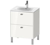 Duravit Brioso colonne de lavabo verticale 62,0 x 47,9 cm, 2 tiroirs, avec découpe pour siphon et tablier, pour lavabo Viu 234463, BR451001022, Couleur: Décor blanc lustré, poignée chromée