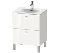 Duravit Brioso colonne de lavabo verticale 62,0 x 47,9 cm, 2 tiroirs, avec découpe pour siphon et tablier, pour lavabo Viu 234463, BR451002222, Couleur: Décor blanc brillant, manche blanc brillant