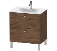 Duravit Brioso colonne de lavabo verticale 72,0 x 47,9 cm, 2 tiroirs, tiroir supérieur avec découpe pour siphon et tablier, pour lavabo Viu 234473, BR451101021, Couleur: décor noyer foncé, poignée chr
