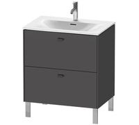 Duravit Brioso colonne de lavabo verticale 72,0 x 47,9 cm, 2 tiroirs, tiroir supérieur avec découpe pour siphon et tablier, pour lavabo Viu 234473, BR451104949, Couleur: Décor Graphite Mat, Poignée Gr