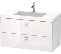 Duravit Brioso meuble lavabo c-collé avec sous-construction 100,0x48,0 cm, 2 tiroirs, avec découpe pour siphon et tablier, sans trop-plein, avec banquette pour trou de robinet, 1 trou de robinet, BR46