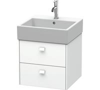 Duravit Brioso Meuble sous-lavabo suspendu 48,4 x 45,9 cm, 2 tiroirs, avec découpe pour siphon et tablier, pour lavabo Vero Air 23505050, BR415201073, Couleur: Décor cerisier du Tessin, manche chromé
