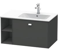 Duravit Brioso Meuble sous-lavabo suspendu 82,0 x 47,9 cm, 1 tiroir, étagère latérale, vasque à droite, pour lavabo ME by Starck 234683, BR401401049, Couleur: Décor graphite mat, poignée chromée