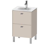 Duravit Brioso meuble sous-lavabo vertical 52,0 x 41,9 cm, 2 tiroirs, avec découpe pour siphon et tablier, pour lavabo Viu 234453, BR450901091, Couleur: Décor Taupe Mat, manche chromé