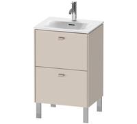 Duravit Brioso meuble sous-lavabo vertical 52,0 x 41,9 cm, 2 tiroirs, avec découpe pour siphon et tablier, pour lavabo Viu 234453, BR450909191, Couleur: Taupe Matt Décor, Poignée Taupe Matt