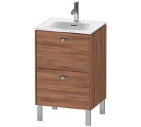 Duravit Brioso meuble sous-lavabo vertical 52,0 x 41,9 cm, 2 tiroirs, avec découpe pour siphon et tablier, pour lavabo Viu 234453, BR450901079, Couleur: Décor noyer naturel, poignée chromée