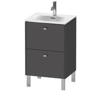 Duravit Brioso meuble sous-lavabo vertical 52,0 x 41,9 cm, 2 tiroirs, avec découpe pour siphon et tablier, pour lavabo Viu 234453, BR450901049, Couleur: Décor graphite mat, poignée chromée