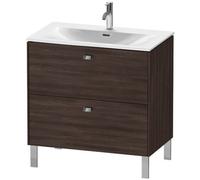 Duravit Brioso meuble sous-lavabo vertical 82,0 x 47,9 cm, 2 tiroirs, tiroir supérieur avec découpe pour siphon et tablier, pour lavabo Viu 234483, BR451201053, Couleur: Décor marron foncé, poignée ch