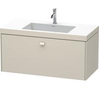 Duravit Brioso Meuble vasque c-bonded avec socle mural 100,0x48,0 cm, 1 tiroir, sans trop-plein, avec banquette pour robinet, 1 trou de robinet, BR4602O9191, Couleur: Taupe Matt Décor, Poignée Taupe M