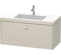 Duravit Brioso Meuble vasque c-bonded avec socle mural 100,0x48,0 cm, 1 tiroir, sans trop-plein, avec banquette pour robinet, 1 trou de robinet, BR4602O1091, Couleur: Décor Taupe Mat, manche chromé