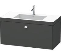 Duravit Brioso Meuble vasque c-bonded avec socle mural 100,0x48,0 cm, 1 tiroir, sans trop-plein, avec robinetterie, sans trou de coulée, BR4602N1818, Couleur: Décor blanc mat, poignée blanche matte