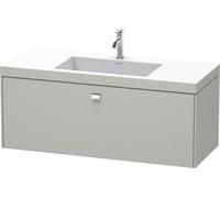 Duravit Brioso Meuble vasque c-bonded avec socle mural 120,0x48,0 cm, 1 tiroir, sans trop-plein, avec banquette pour robinet, 1 trou de robinet, BR4603O1007, Couleur: Gris béton Décor mat, manche chro