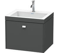 Duravit Brioso Meuble vasque c-bonded avec socle mural 60,0x48,0 cm, 1 tiroir, sans trop-plein, avec robinetterie, sans trou de coulée, BR4600N2222, Couleur: Décor blanc brillant, manche blanc brillan