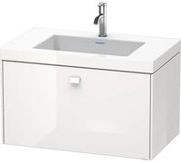Duravit Brioso meuble vasque c-bonded avec socle mural 80,0x48,0 cm, 1 tiroir, sans trop-plein, avec banquette pour trou de robinet, 1 trou de robinet, BR4601O2222, Couleur: Décor blanc brillant, manc