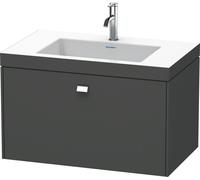 Duravit Brioso meuble vasque c-bonded avec socle mural 80,0x48,0 cm, 1 tiroir, sans trop-plein, avec table de robinetterie, sans trou de robinetterie, BR4601N1043, Couleur: Décor basalte mat, poignée