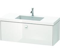 Duravit Brioso Meuble vasque c-collée avec socle mural 120,0x48,0 cm, 1 tiroir, sans trop-plein, avec banquette pour robinet, 1 trou de robinet, BR4603O2222, Couleur: Décor blanc brillant, manche blan