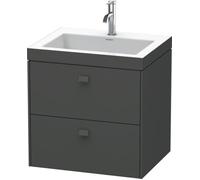 Duravit Brioso Vasque à meuble c-bonded avec socle mural 60,0x48,0 cm, 2 tiroirs, avec découpe pour siphon et tablier, sans trop-plein, avec table de robinetterie, 1 trou de robinet, BR4605O4949, Coul