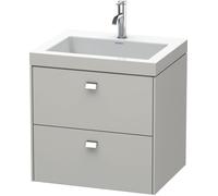 Duravit Brioso Vasque à meuble c-bonded avec socle mural 60,0x48,0 cm, 2 tiroirs, avec découpe pour siphon et tablier, sans trop-plein, avec table de robinetterie, 1 trou de robinet, BR4605O1007, Coul