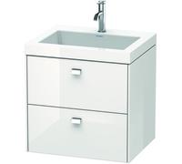 Duravit Brioso Vasque à meuble c-bonded avec socle mural 60,0x48,0 cm, 2 tiroirs, avec découpe pour siphon et tablier, sans trop-plein, avec table de robinetterie, 1 trou de robinet, BR4605O1022, Coul