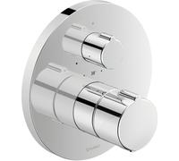Duravit C.1 thermostat de douche encastré, rosette ronde, 2 consommateurs, robinet d'arrêt et vanne de commutation, C14200014046, Couleur: Noir Mat