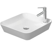 Duravit vasque à poser Cape Cod 2340463200 46 x 46 cm, avec trou pour robinetterie, sans trop-plein, îlot de robinetterie, blanc satiné mat