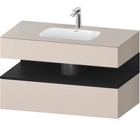 Duravit Collection One lavabo à encastrer avec meuble sous-vasque en console, 1000x550x600mm, niche chêne noir, QA4786016910000, Couleur: Taupe mat
