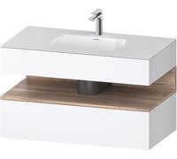 Duravit Qatego lavabo encastré avec meuble sous-lavabo en console, 1000x550x600mm, niche chêne mamelonné, QA4786055180010, Couleur: Blanc mat/avec Ã©clairage de niche
