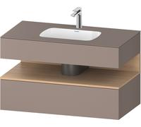 Duravit Collection One lavabo à encastrer avec meuble sous-vasque en console, 1000x550x600mm, niche en chêne naturel, QA4786030430010, Couleur: basalte mat/avec Ã©clairage de niche