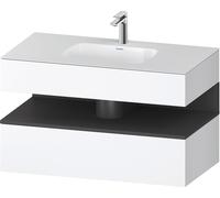 Duravit Collection One lavabo à encastrer avec meuble sous-vasque en console, 1000x550x600mm, niche graphite mat, QA4786049180010, Couleur: Blanc mat/avec Ã©clairage de niche