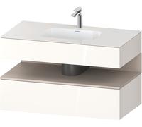 Duravit Collection One lavabo à encastrer avec meuble sous-vasque en console, 1000x550x600mm, niche Taupe Matt, QA4786091220010, Couleur: Blanc brillant/avec Ã©clairage de niche
