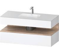 Duravit Qatego lavabo encastré avec meuble sous-lavabo en console, 1200x550x600mm, niche chêne mamelonné, QA4787055180010, Couleur: Blanc mat/avec Ã©clairage de niche