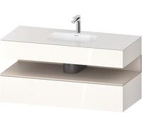 Duravit Collection One lavabo à encastrer avec meuble sous-vasque en console, 1200x550x600mm, niche Taupe Matt, QA4787091220010, Couleur: Blanc brillant/avec Ã©clairage de niche