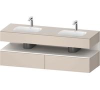 Duravit Qatego lavabo encastré avec meuble sous-lavabo en console, 1600x550x600mm, niche blanche supermat, lavabo double, QA4797084830010, Couleur: Taupe Supermatt/avec Ã©clairage de niche