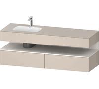 Duravit Qatego lavabo encastré avec meuble sous-lavabo en console, 1600x550x600mm, niche blanc supermatt, vasque à gauche, QA4795084830010, Couleur: Taupe Supermatt/avec Ã©clairage de niche