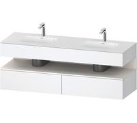 Duravit Qatego lavabo encastré avec meuble sous-lavabo en console, 1600x550x600mm, niche blanche supermat, lavabo double, QA4797084180010, Couleur: Blanc mat/avec Ã©clairage de niche