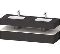 Duravit Qatego lavabo encastré avec meuble sous-lavabo en console, 1600x550x600mm, niche blanche supermat, lavabo double, QA4797084800010, Couleur: Graphite supermat/avec Ã©clairage de niche