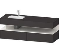 Duravit Collection One lavabo à encastrer avec meuble sous-vasque en console, 1600x550x600mm, niche blanc ultra-brillant, vasque à gauche, QA4795022800000, Couleur: supermatt en graphite