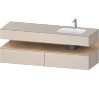 Duravit Collection One lavabo à encastrer avec meuble sous-vasque en console, 1600x550x600mm, niche en chêne naturel, vasque à droite, QA4796030830010, Couleur: Taupe Supermatt/avec Ã©clairage de nich