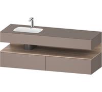 Duravit Collection One lavabo à encastrer avec meuble sous-vasque en console, 1600x550x600mm, niche en chêne mamelonné, vasque à gauche, QA4795055430000, Couleur: Basalte mat