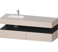 Duravit Qatego lavabo encastré avec meuble sous-lavabo en console, 1600x550x600mm, niche chêne noir, vasque à gauche, QA4795016910000, Couleur: Taupe mat