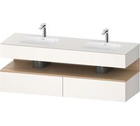 Duravit Collection One lavabo à encastrer avec meuble sous-vasque en console, 1600x550x600mm, niche en chêne naturel, double lavabos double, QA4797030840000, Couleur: Blanc Supermatt