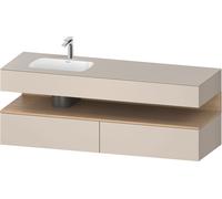 Duravit Collection One lavabo à encastrer avec meuble sous-vasque en console, 1600x550x600mm, niche en chêne naturel, vasque à gauche, QA4795030830000, Couleur: taupe supermatt