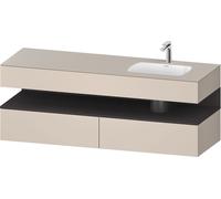 Duravit Collection One lavabo à encastrer avec meuble sous-vasque en console, 1600x550x600mm, niche graphite super mate, vasque à droite, QA4796080830000, Couleur: taupe supermatt