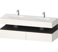 Duravit Qatego lavabo encastré avec meuble sous-lavabo en console, 1600x550x600mm, niche graphite supermat, lavabo double, QA4797080840010, Couleur: Blanc supermat/avec Ã©clairage de niche