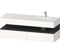 Duravit Collection One lavabo à encastrer avec meuble sous-vasque en console, 1600x550x600mm, niche graphite super mate, vasque à droite, QA4796080220000, Couleur: Blanc brillant